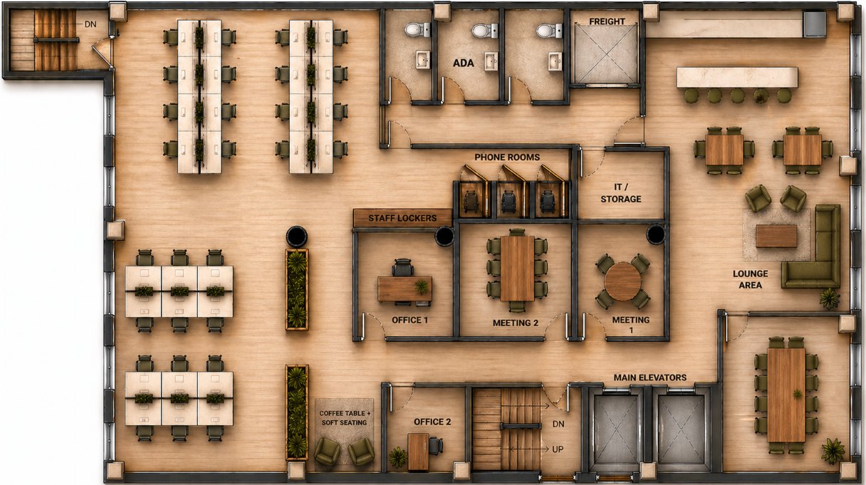 45 East 20th Street — 4 test-fit layouts